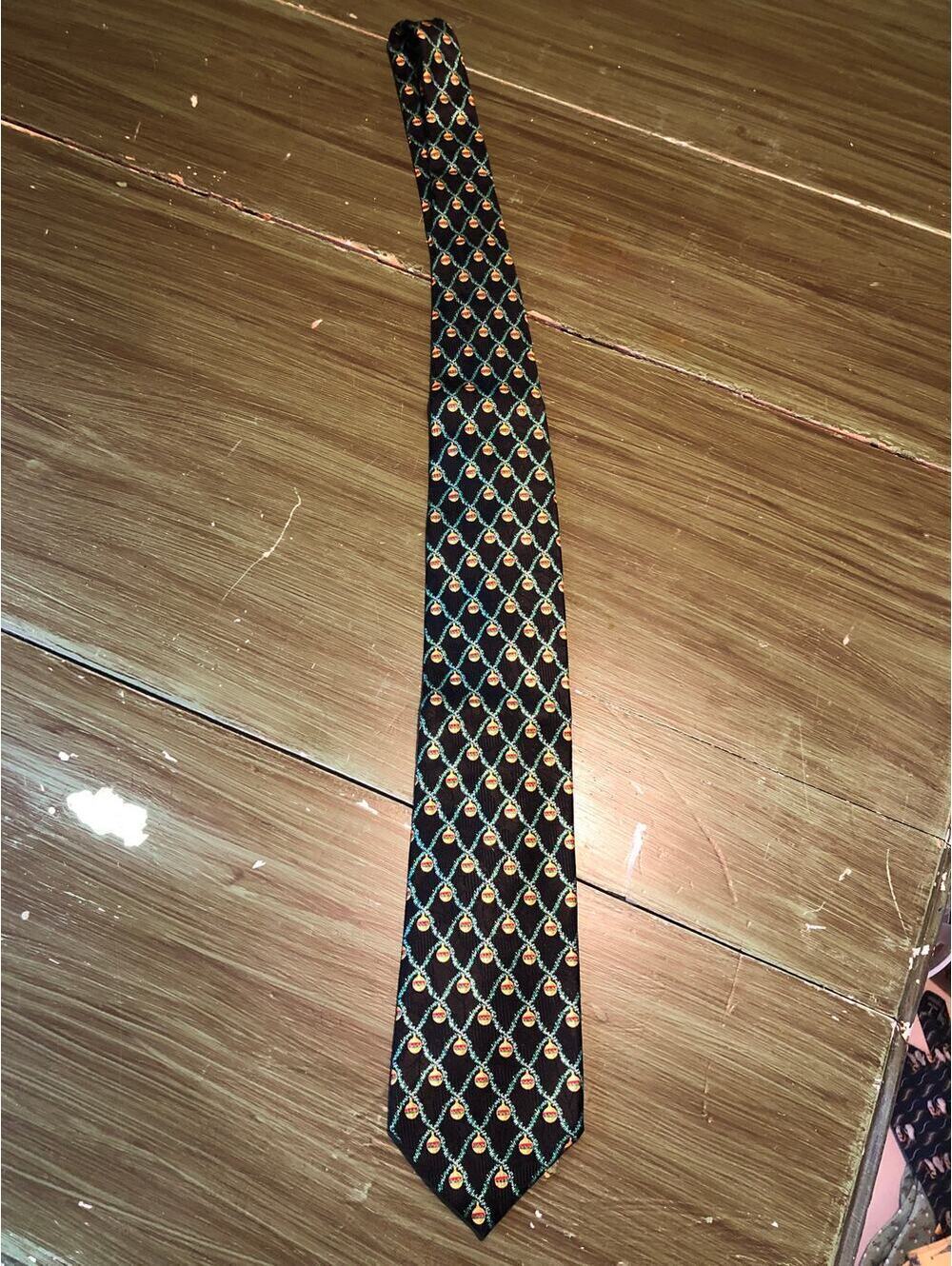Robert Talbott Best of Class NWOT Black Yellow Christmas Ornament Necktie